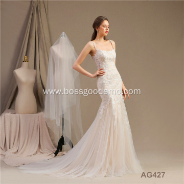 White Appliques Lace V-Neck Brand Sleeveless brautkleid vestido de noiva sereia wedding dresses